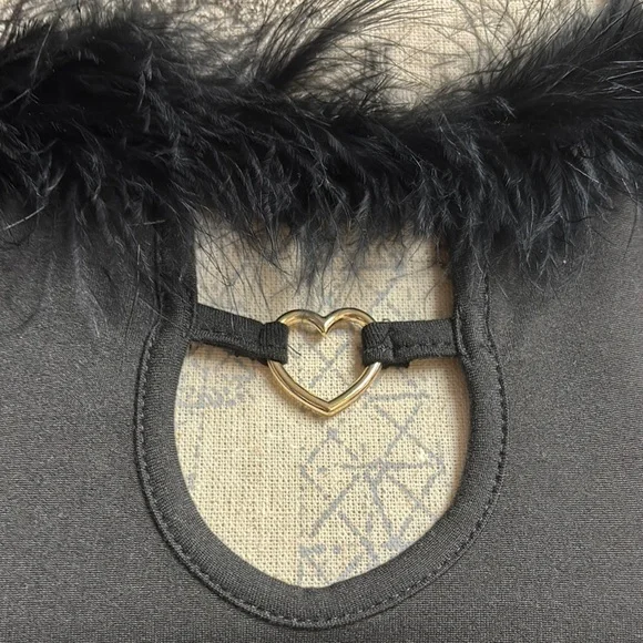 Black Feather Trim Crop Top with Cutout - Picture 9 of 14